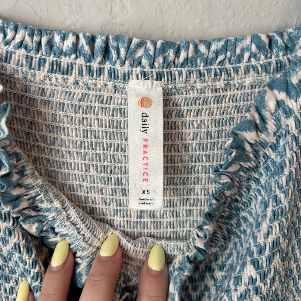 Anthropologie Daily Practice Blue Smocked Maxi Dress Size XS - Picture 6 of 7